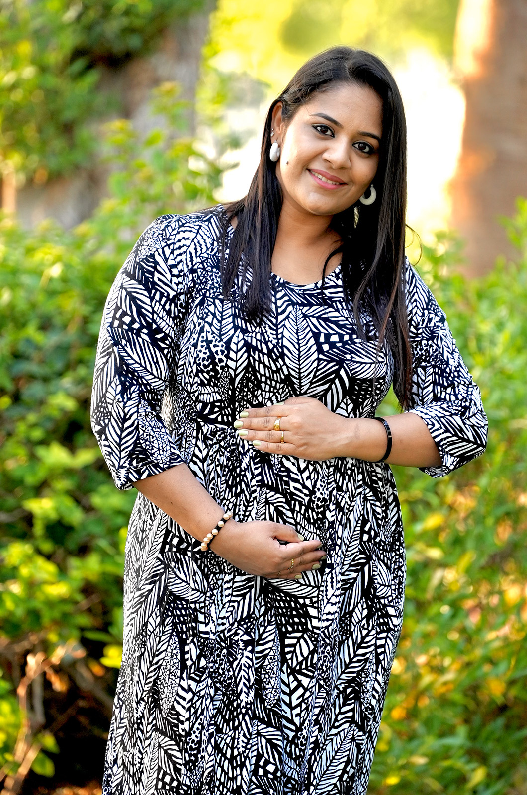 Shadow Leaf Printed Stretchable Feeding Top