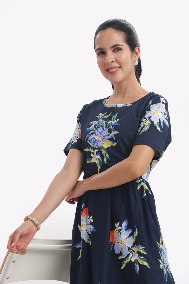 Dusk Bloom Floral Print Zipless Feeding Frock
