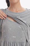 X'mas Snow Print Zipless Feeding Frock