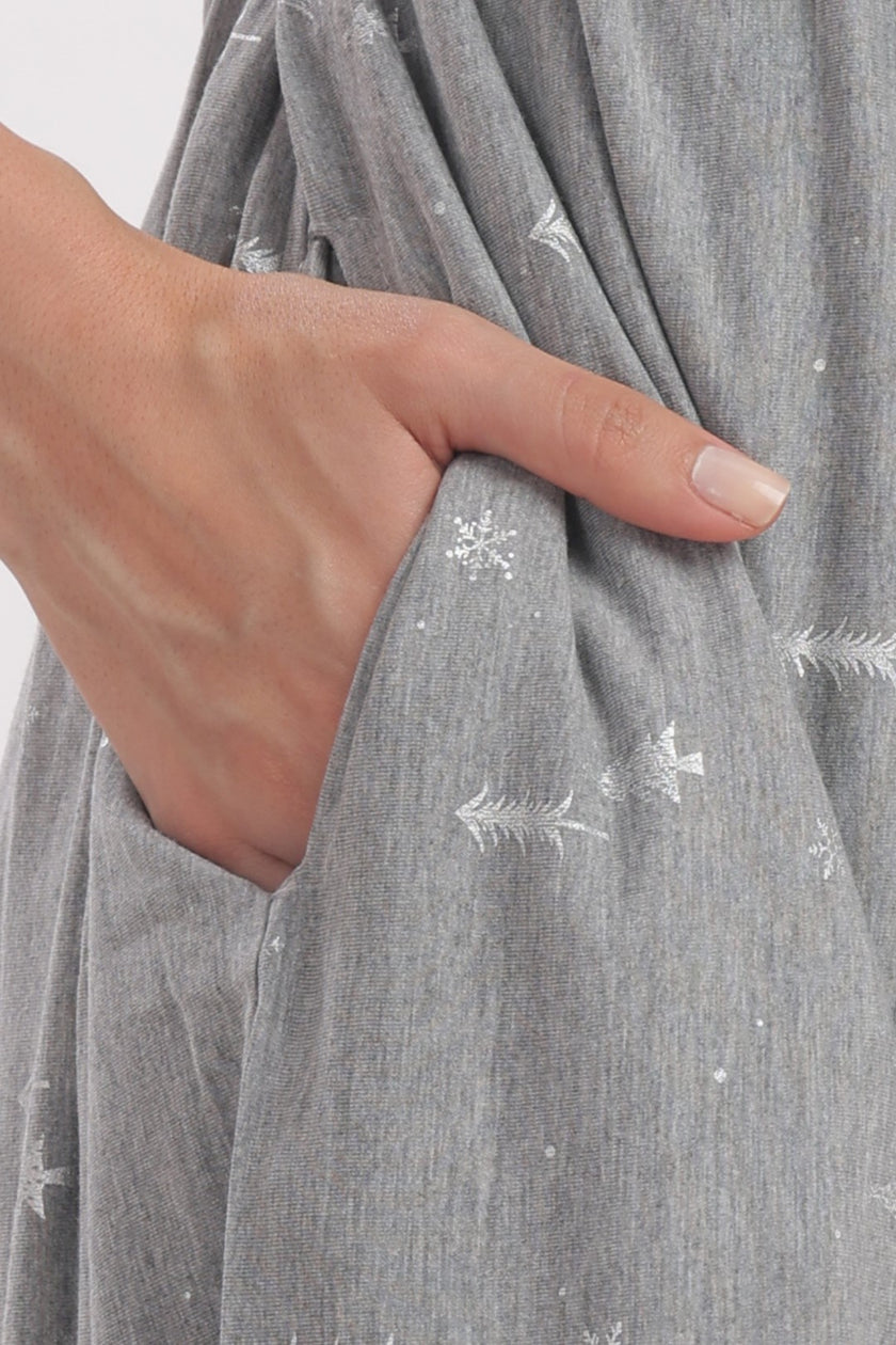 X'mas Snow Print Zipless Feeding Frock