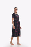 Black Floral Print Zipless Feeding Frock