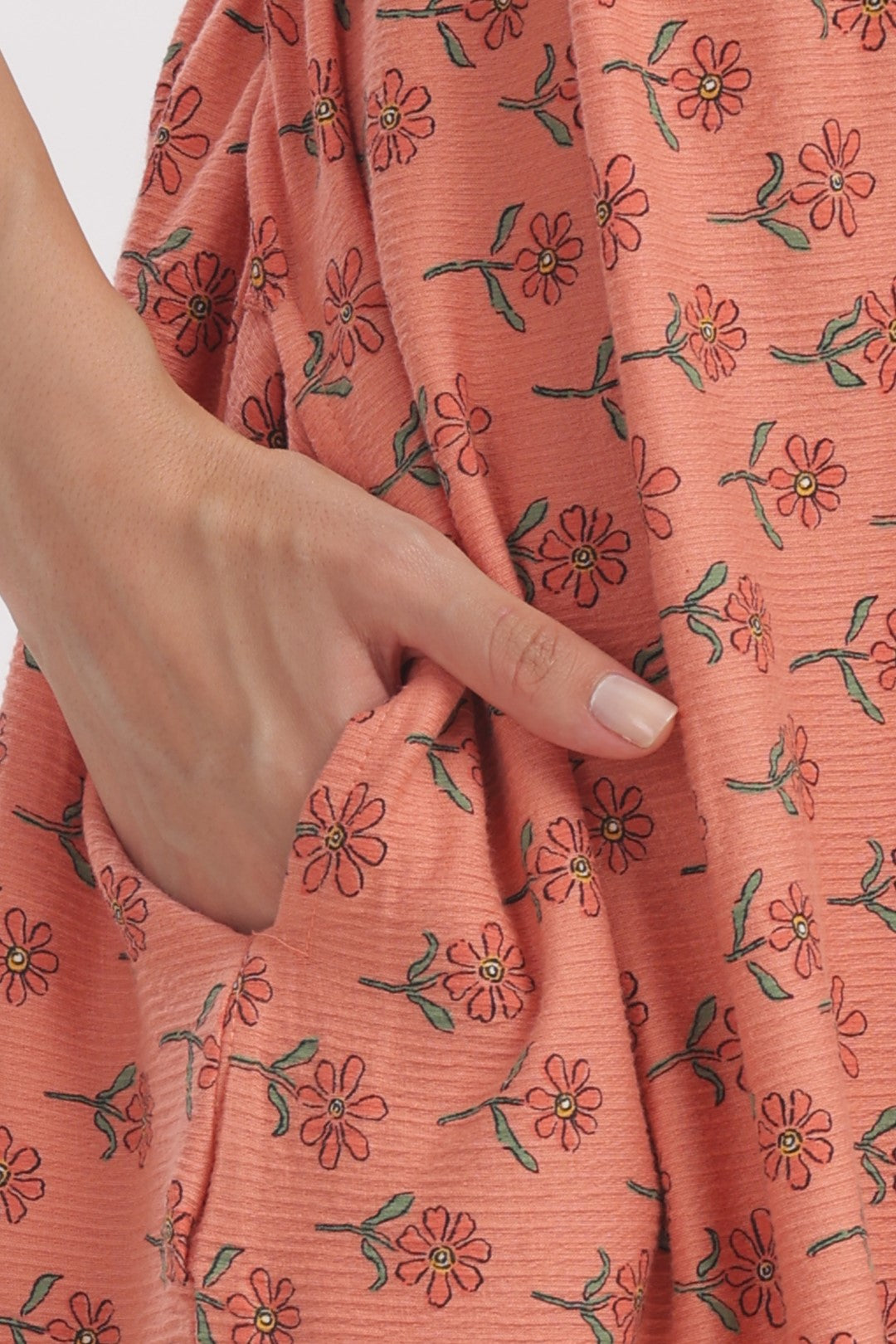 Peach Floral Print Zipless Feeding Frock