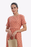 Peach Floral Print Zipless Feeding Frock