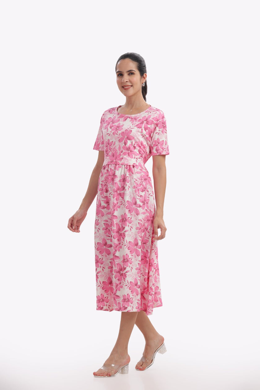 Botanical Floral Print Zipless Feeding Frock