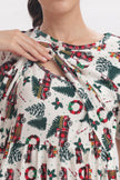 X'mas Print Zipless Feeding Frock