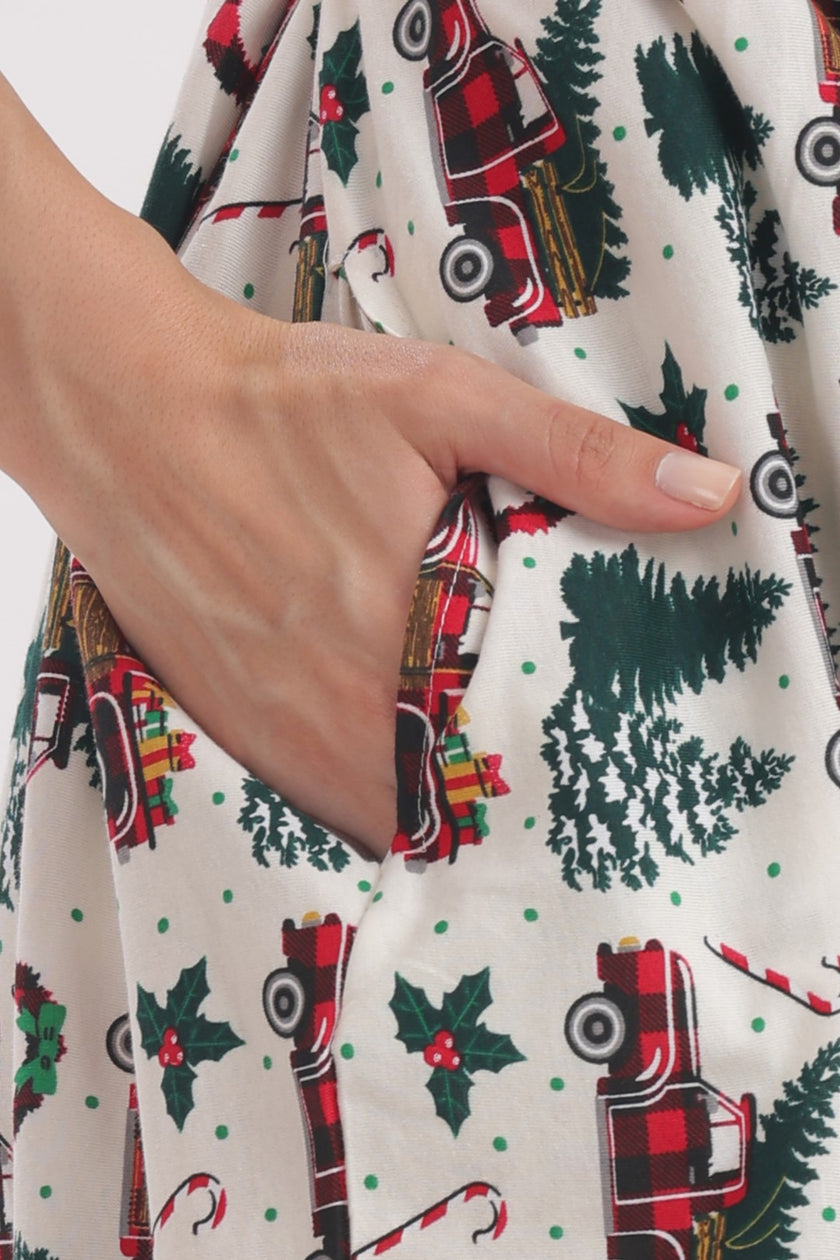 X'mas Print Zipless Feeding Frock