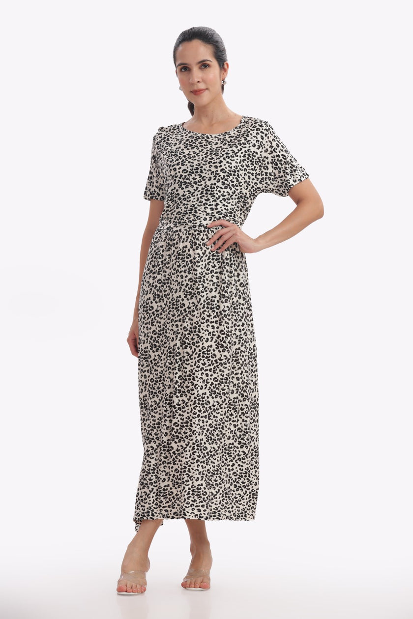 Leopard Print Zipless Feeding Frock