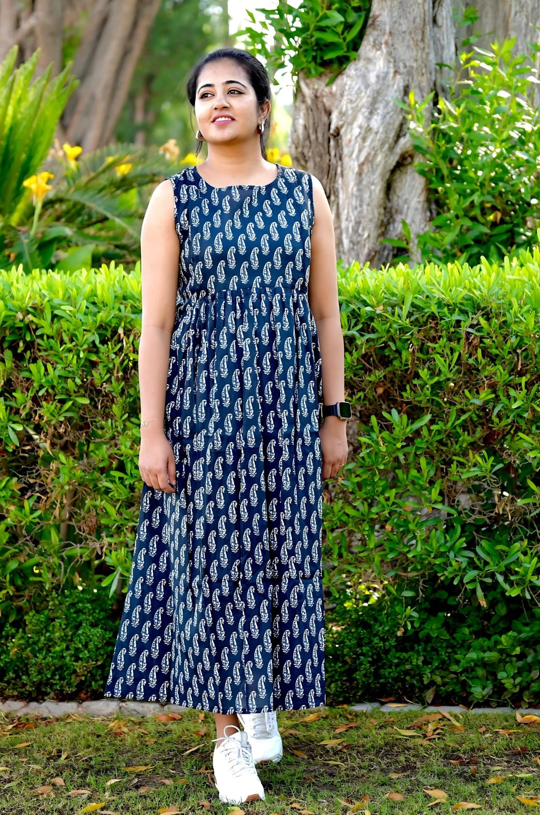 Mango Printed Black Sleeveless Top