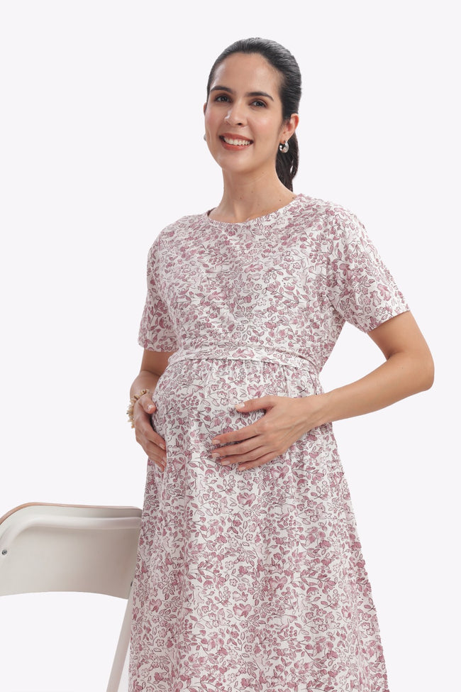 Ditsy Floral Print Zipless Feeding Frock