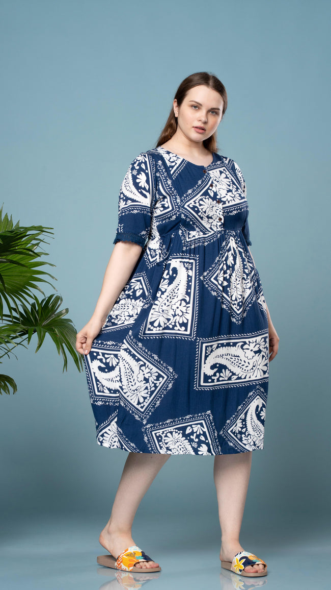 Presley Print Blue Feeding Top