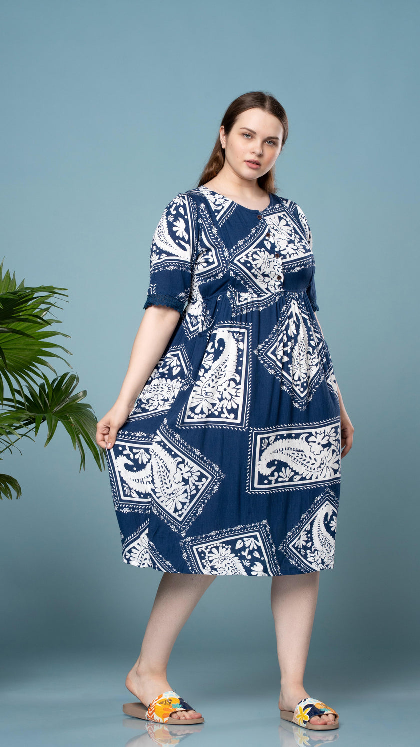 Presley Print Blue Feeding Top