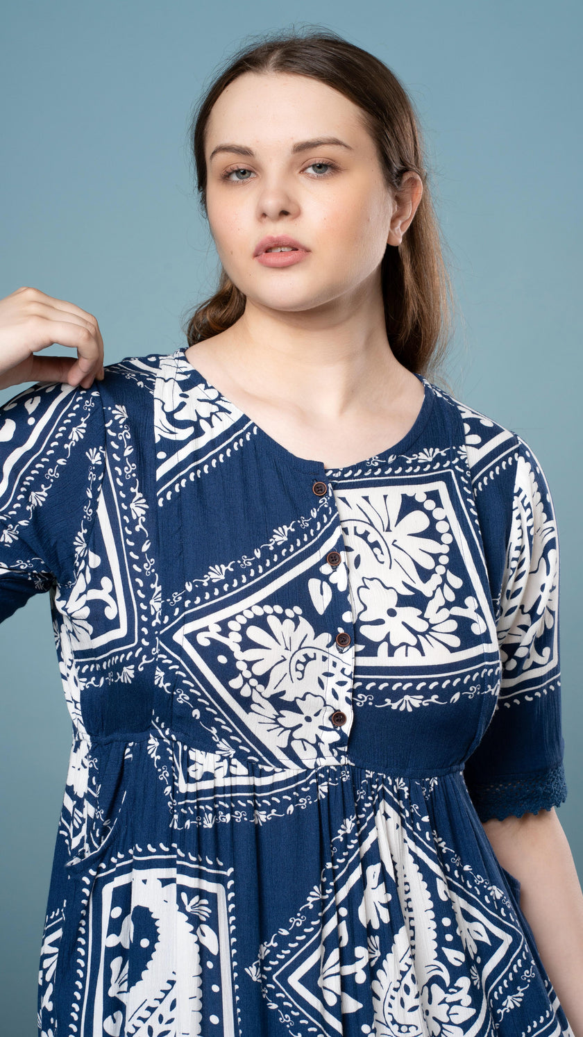 Presley Print Blue Feeding Top