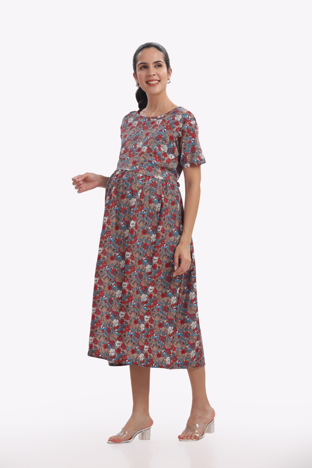Fusion Floral Print Zipless Feeding Frock