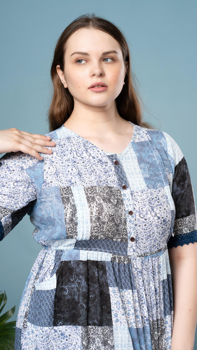 Parsley Print White Bluish Feeding Top