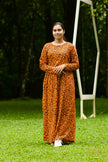 Orange floral zipless feeding full gown