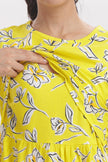 Yellow Lily Floral Print Zipless Feeding Frock