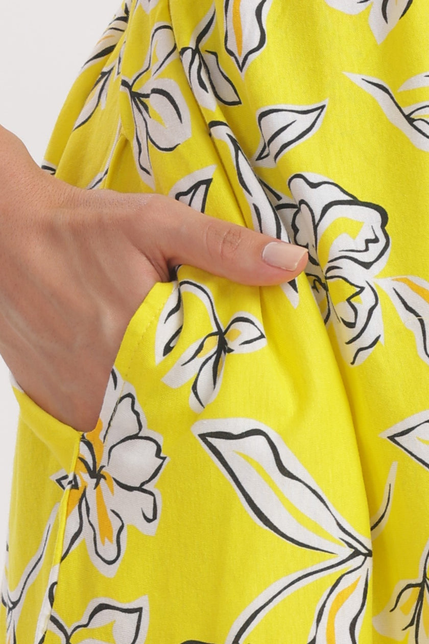 Yellow Lily Floral Print Zipless Feeding Frock