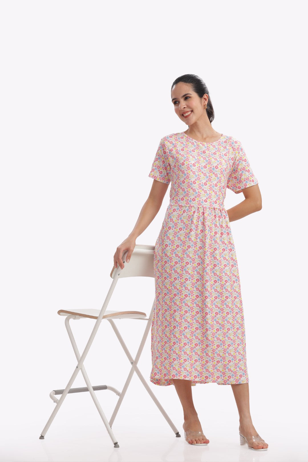 Blushing Floral Print Zipless Feeding Frock
