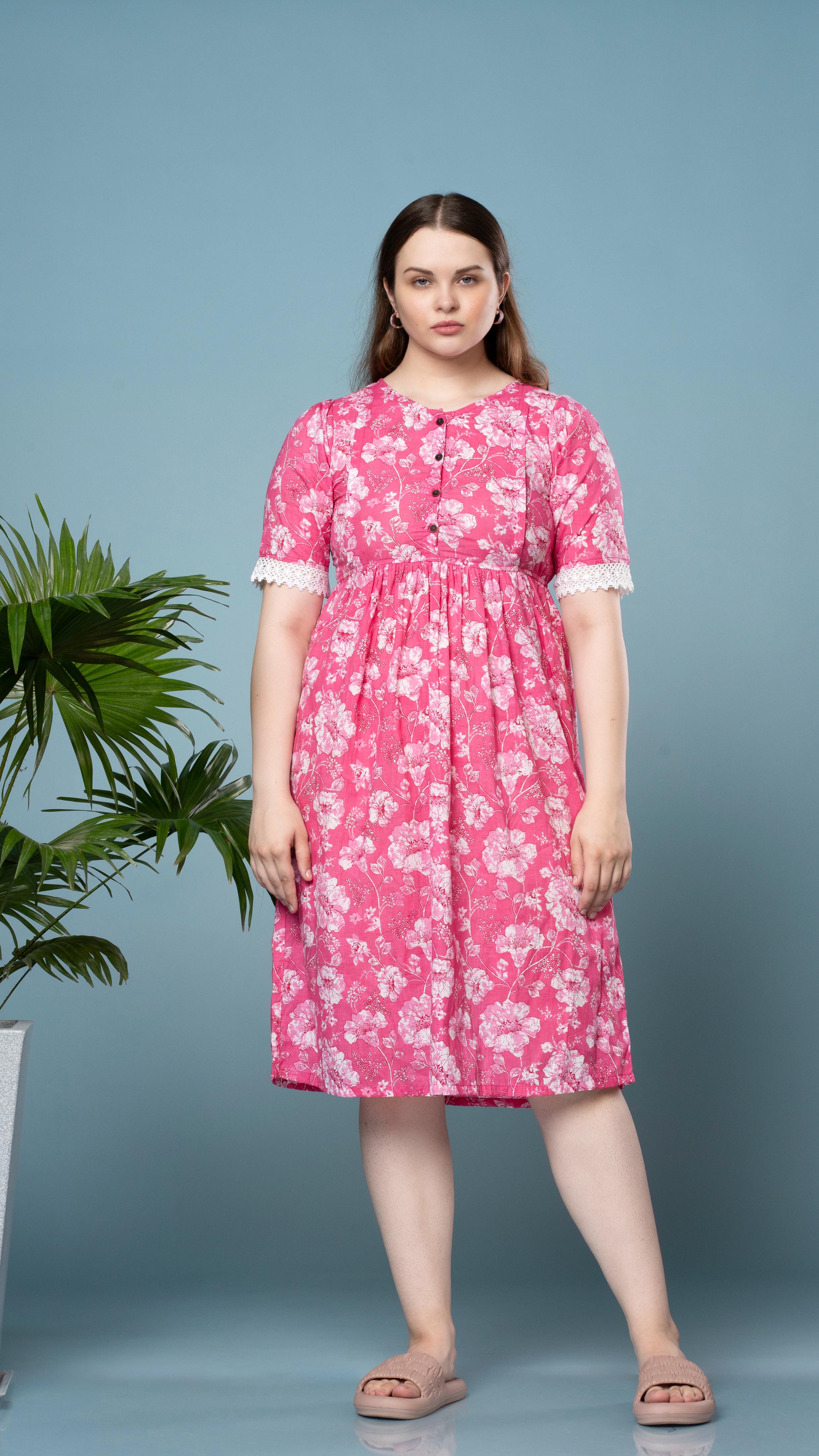 Pink Floral Print Feeding Top