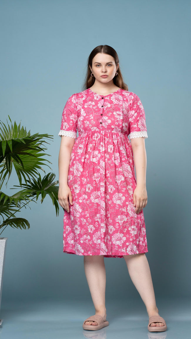 Pink Floral Print Feeding Top