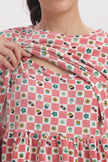 Pink Checkered Floral Print Zipless Feeding Frock