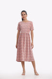 Pink Checkered Floral Print Zipless Feeding Frock