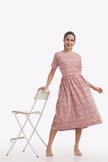 Pink Checkered Floral Print Zipless Feeding Frock