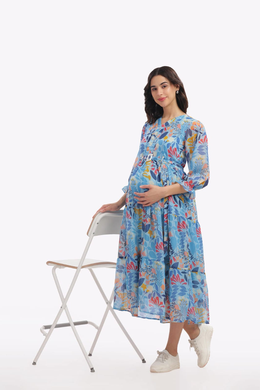 Tropical blue feeding frock