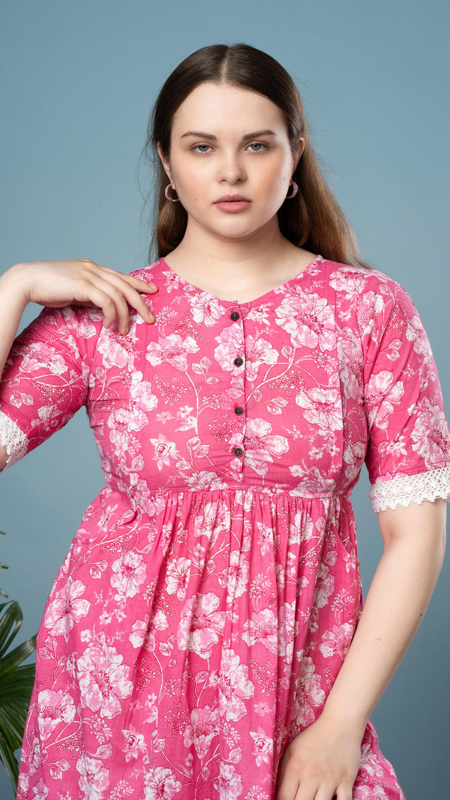 Pink Floral Print Feeding Top