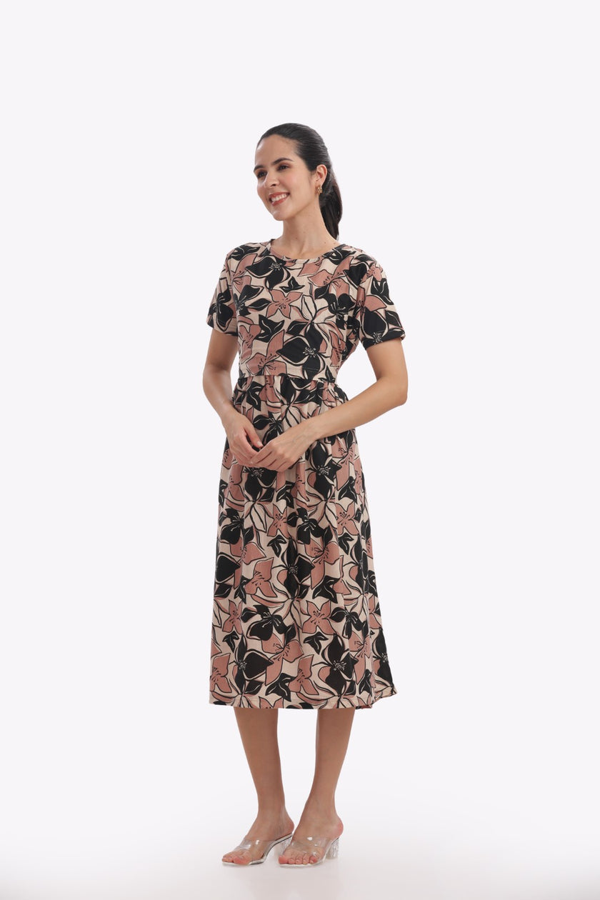 Dahlia Print Zipless Feeding Frock