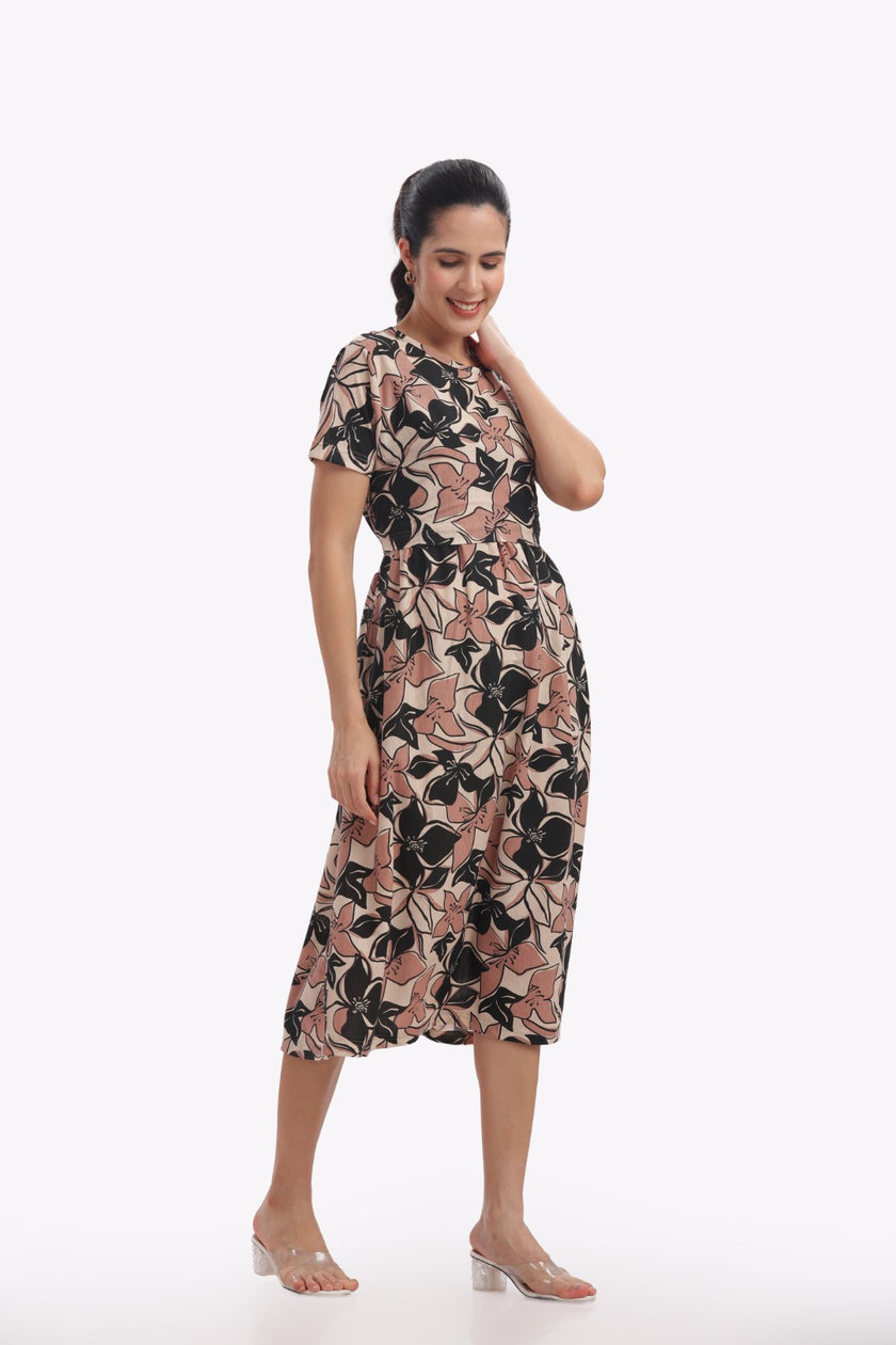 Dahlia Print Zipless Feeding Frock