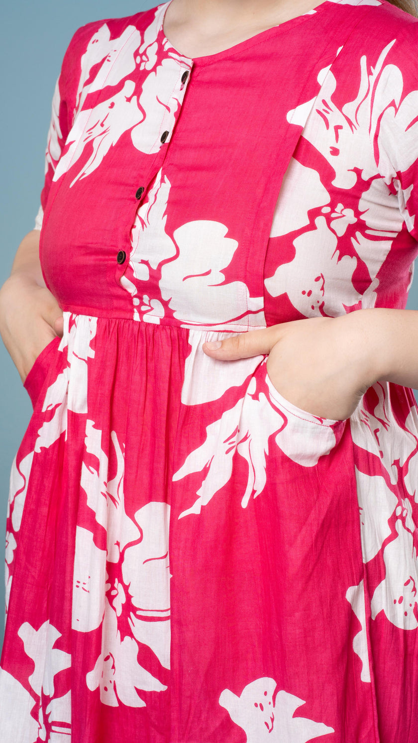 Vibrant pink floral feeding top